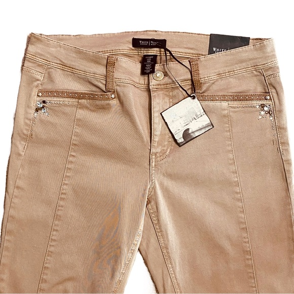 NWT WHBM Saint Honore Western rhinestone embellished lace up ankle skinny tan 10 - Picture 6 of 14